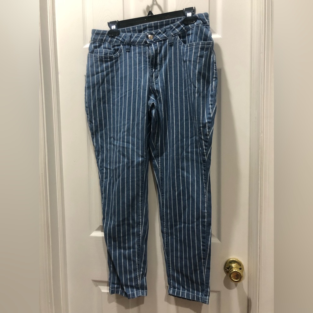 Pinstripe Denim Jeans